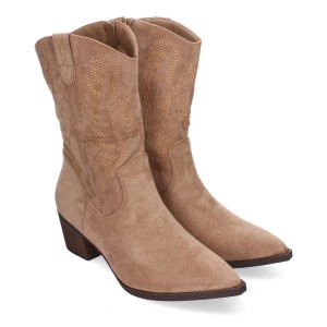 Botas Cowboy Mujer Adornos Bordados camel